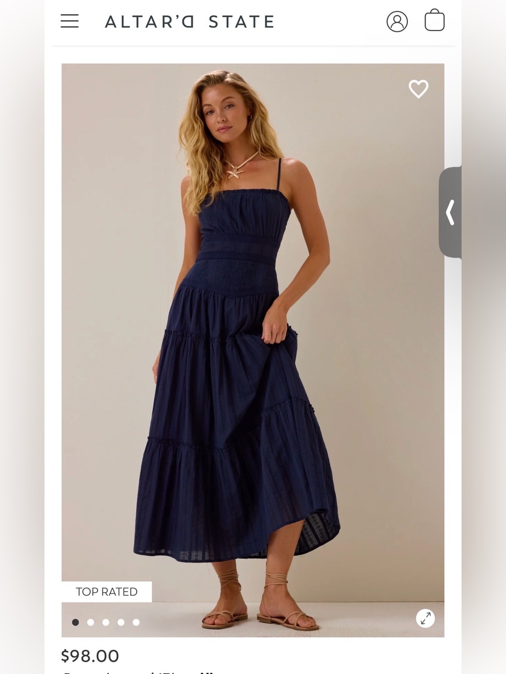 NWT Altar’d State Navy Odette Dress Size XS